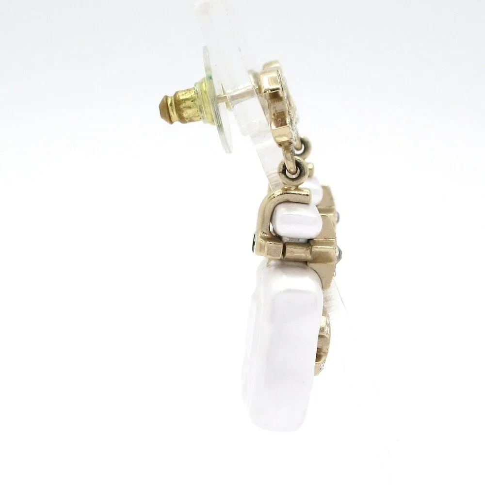 Chanel Earrings White Gold Faux Pearl Hardware - Picture 2 of 6